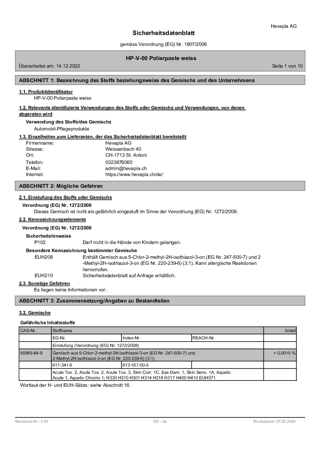 258100 HP-V-00 Polierpaste weiss V100 CH-de