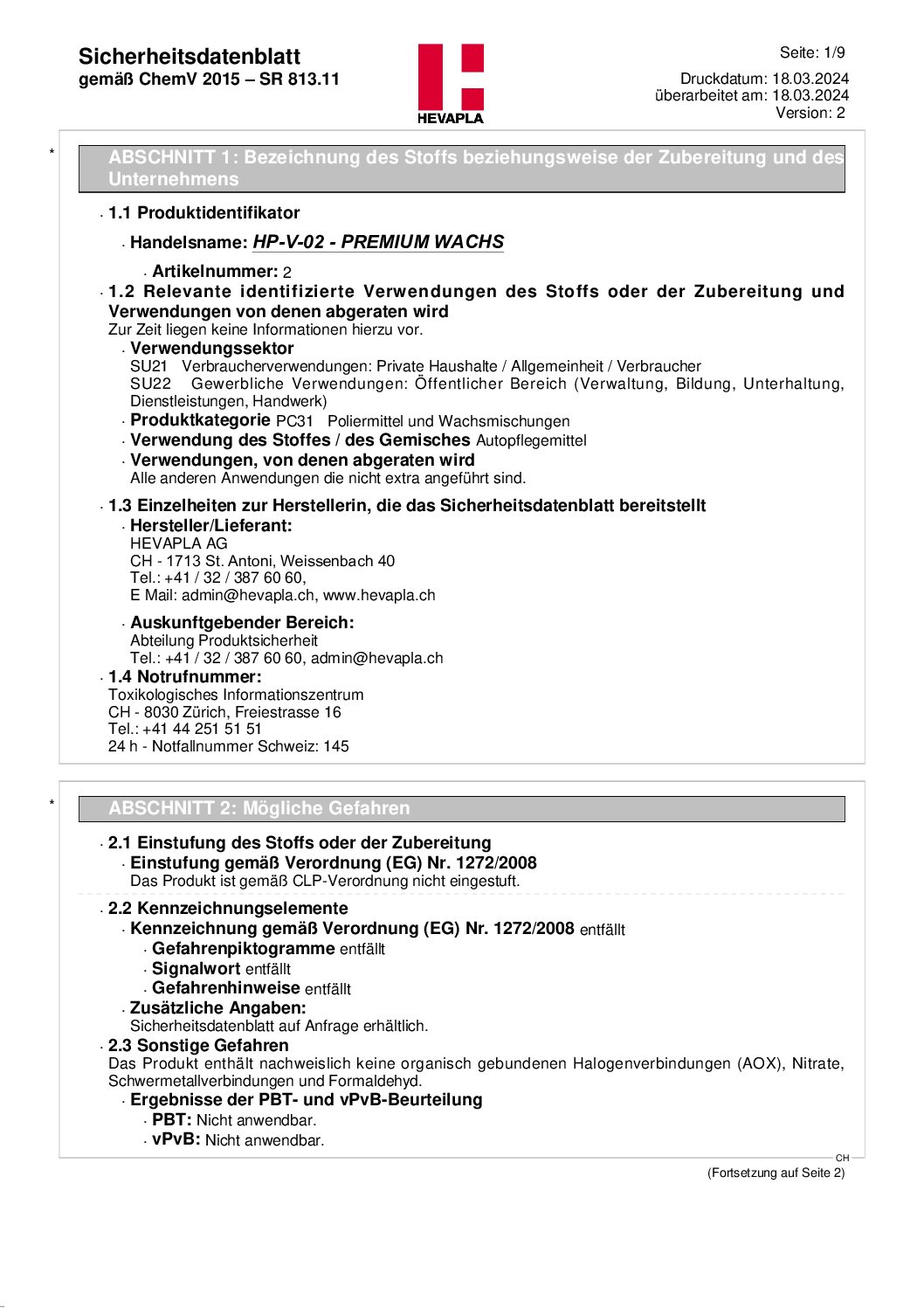 258102 HP-V-02 - PREMIUM WACHS